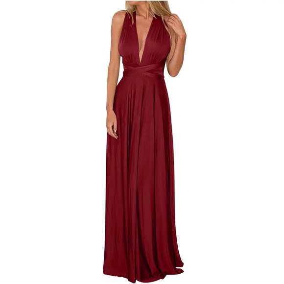 Ravon Infinity Maxi Dress by Von Vonni One Size Burgundy Wear in Many Styles - Picture 11 of 16
